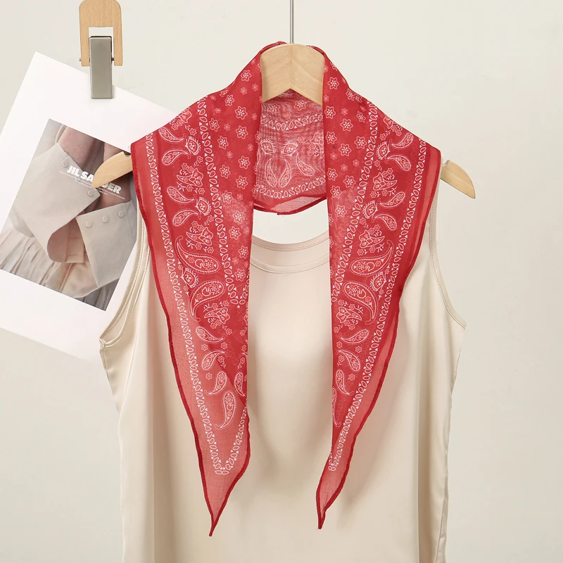 Fashion Cotton Scarf for Women Paisley Hair Ribbons Headbands Bandana Female Bag Wrist Wrap Neckerchief Foulard Neck Ties 2024