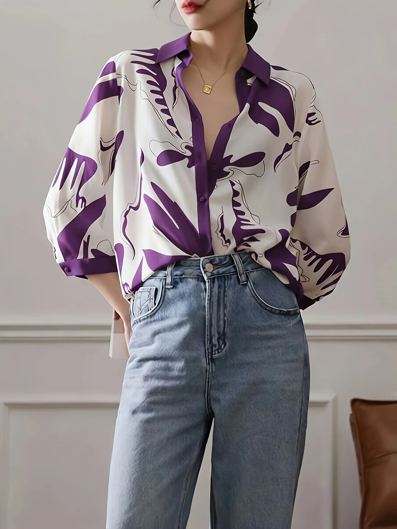 Fashion Luxury Ladies Shirt France Style Woman Printing Blouse Spring Summer Half Sleeve Tops Blusa Mujer