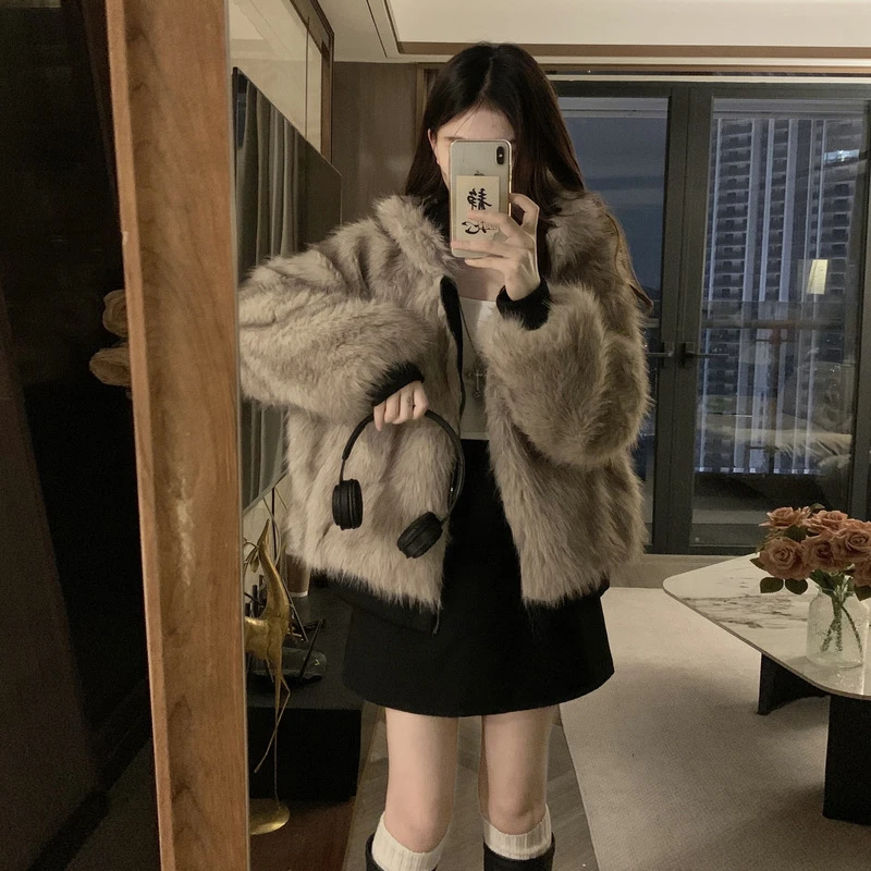 Fashion New Winter Jackets Women's Short Loose Two-sided Wear Imitation mink velvet Fur Hooded Cotton Padded Jacket Coats Trend