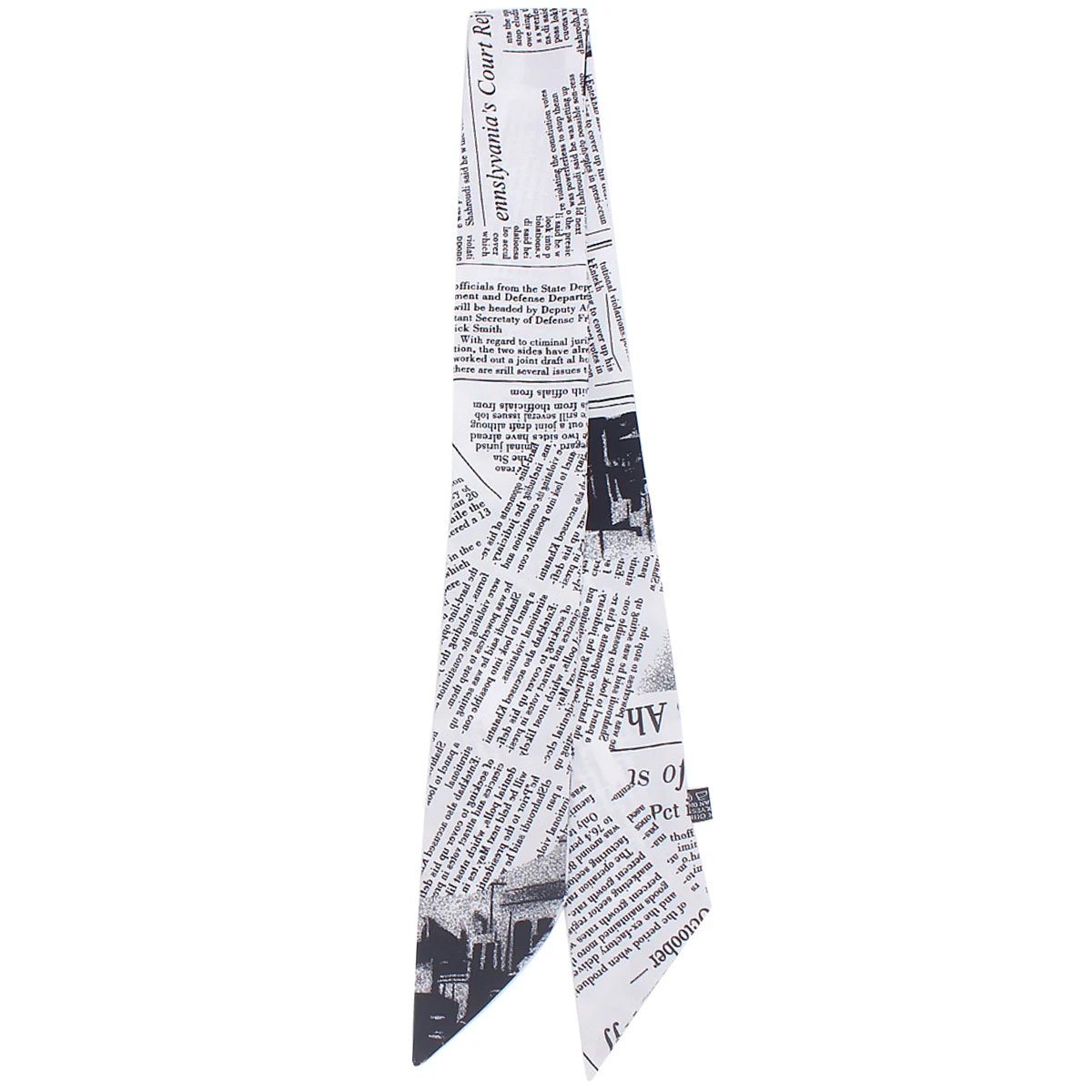 Fashion Newspaper Print Silk Scarf  Women Decorative Ribbon Small Scarf Binding Bag Handle Ribbon Hair Band Small Scarf Headband