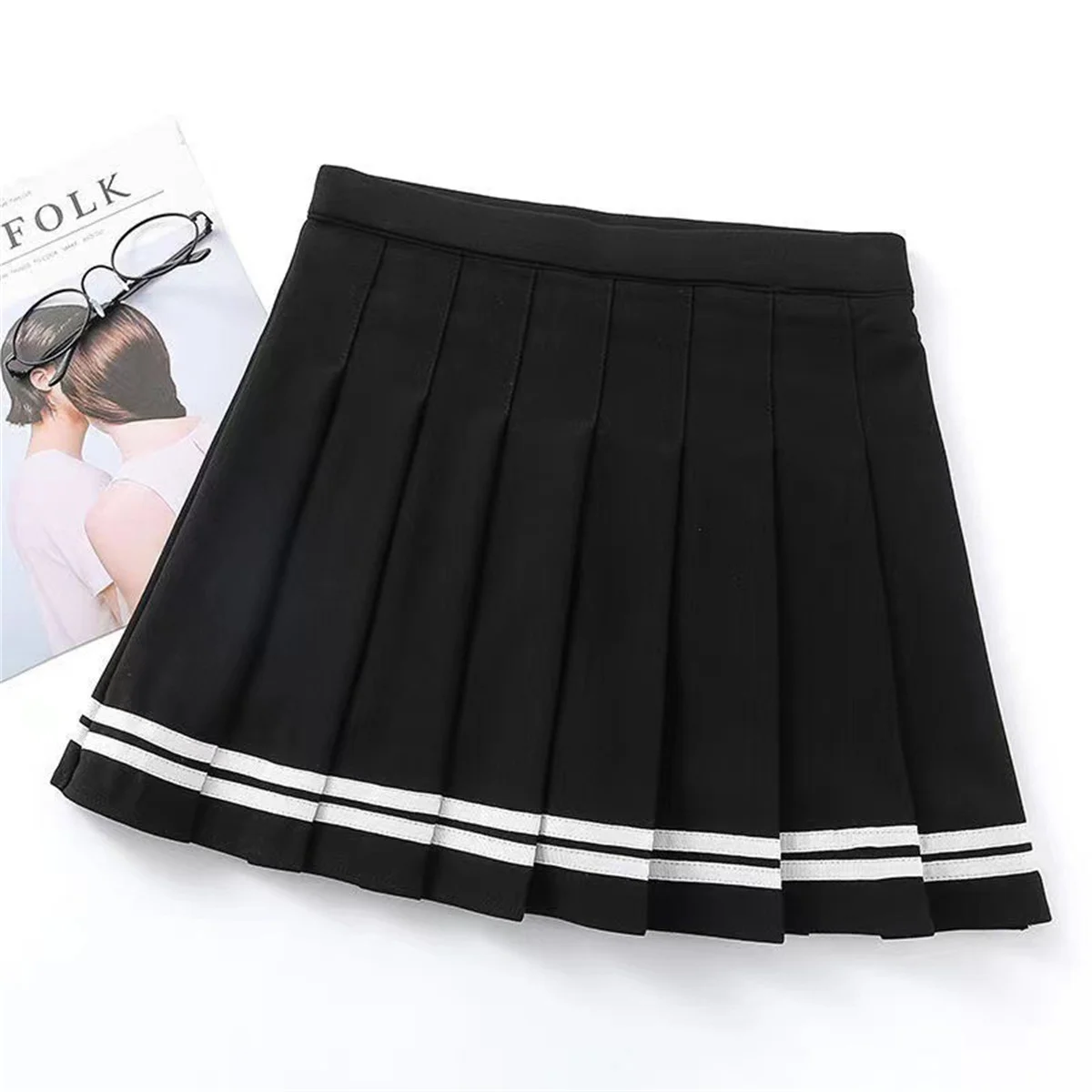 Fashion Preppy Style Pleated Skirts Women 2025 Spring Summer New A Line Short Dress Sweet Girl High Waist Petchwork Skirt Street
