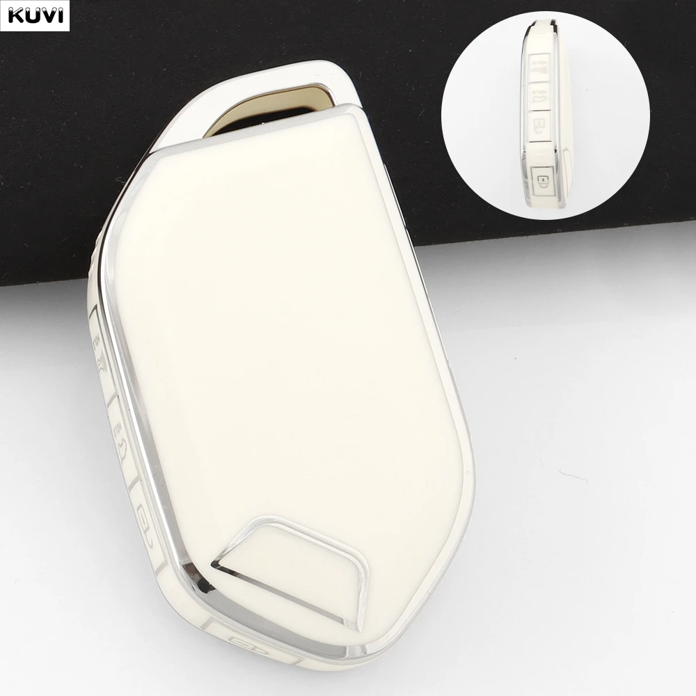 Fashion TPU Car Key Fob Case Cover Chain For Kia Sorento EV3 EV5 EV6 EV9 K3 K4 K5 Sportage Telluride Carnival 5 BTN Accessories