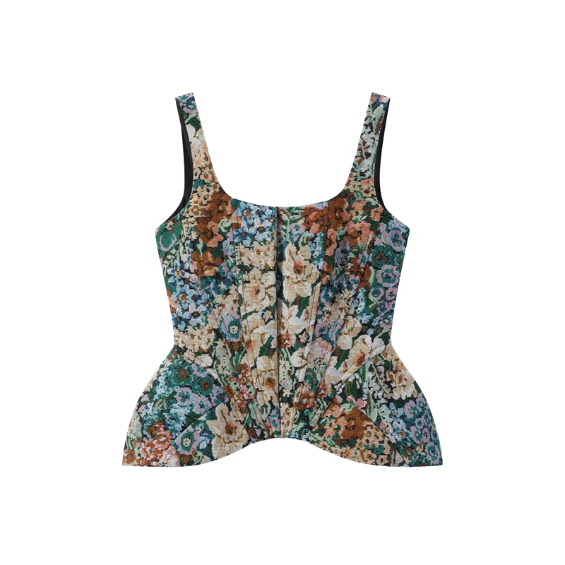 Fashion Women Tanks Printed Sleeveless Cinched Waist Slim Female Veat Chic Lady Party Top Summer Streetwear 2026 New