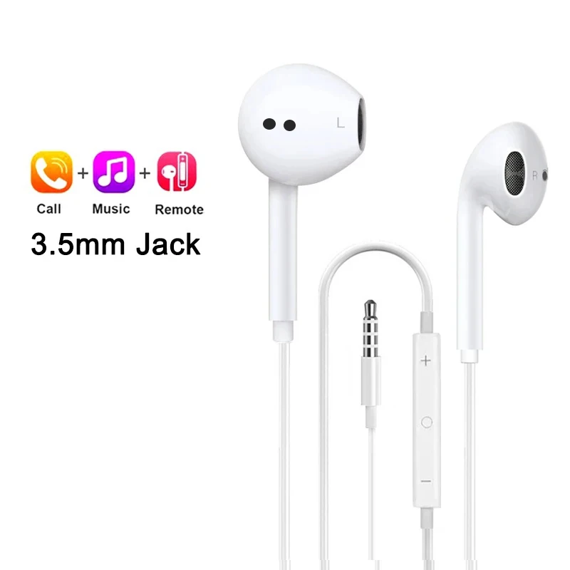 For Apple iPhone 17 16 15 14 13 11 12 Pro Max Plus In-ear Lightning 3.5MM Wired  Earphones