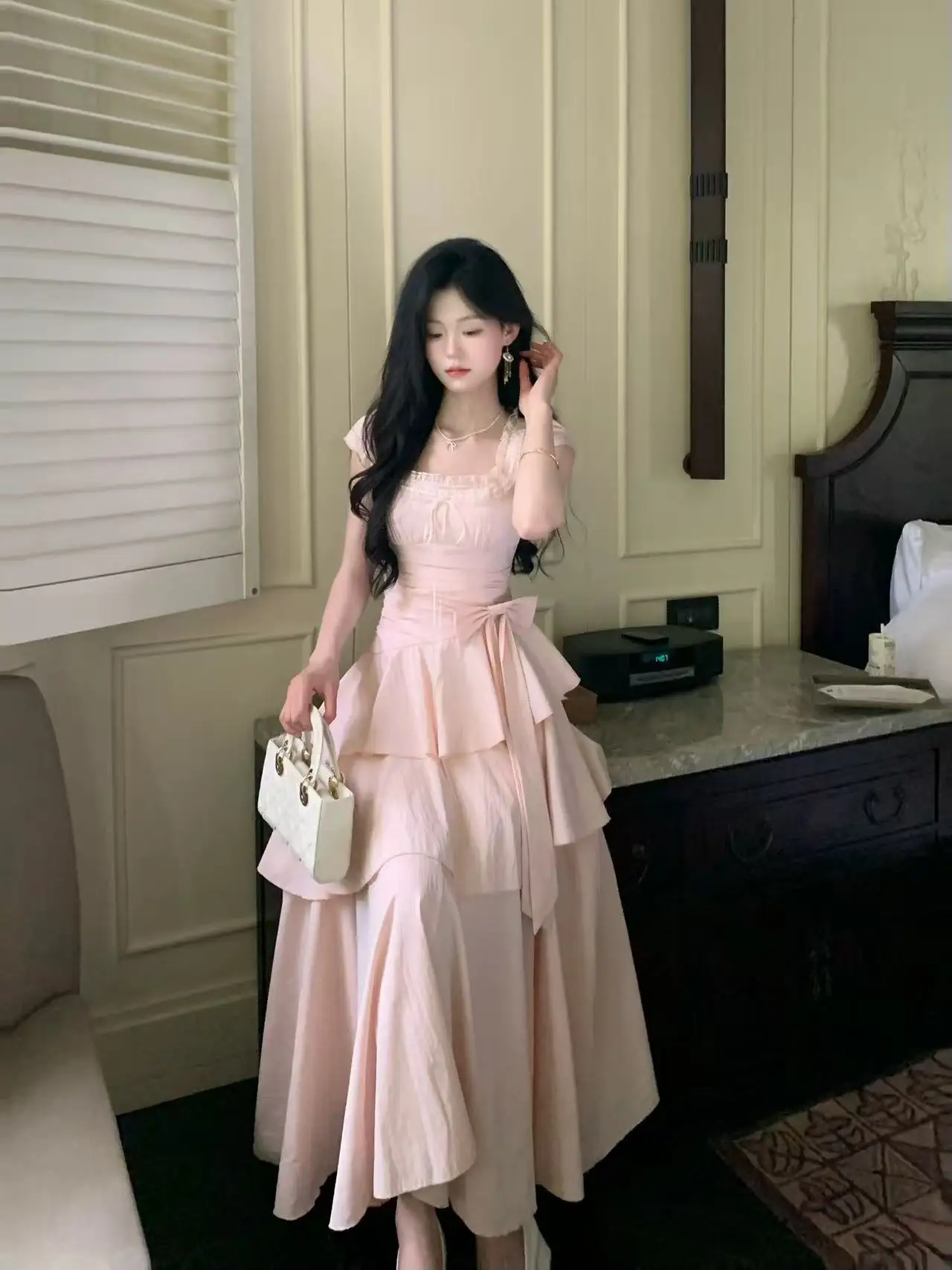 French Elegant Vintage Summer Women Dresses Design Irregular Evening Dresses Fashion Slim Fit Female Korean Style Long Dresses