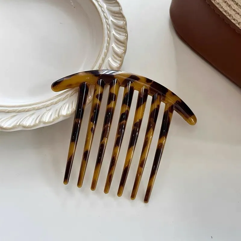 French U-shaped Hairpin with Meatball Head Comb for Women Simple Seven Toothed Hairpin Versatile Comb Hair Accessories