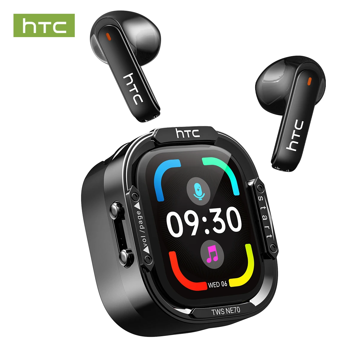 HTC NE70 Wireless Headphones Bluetooth Touch Control Earphones Built-in Dual Microphones Earbuds Full HD Display AI Translator