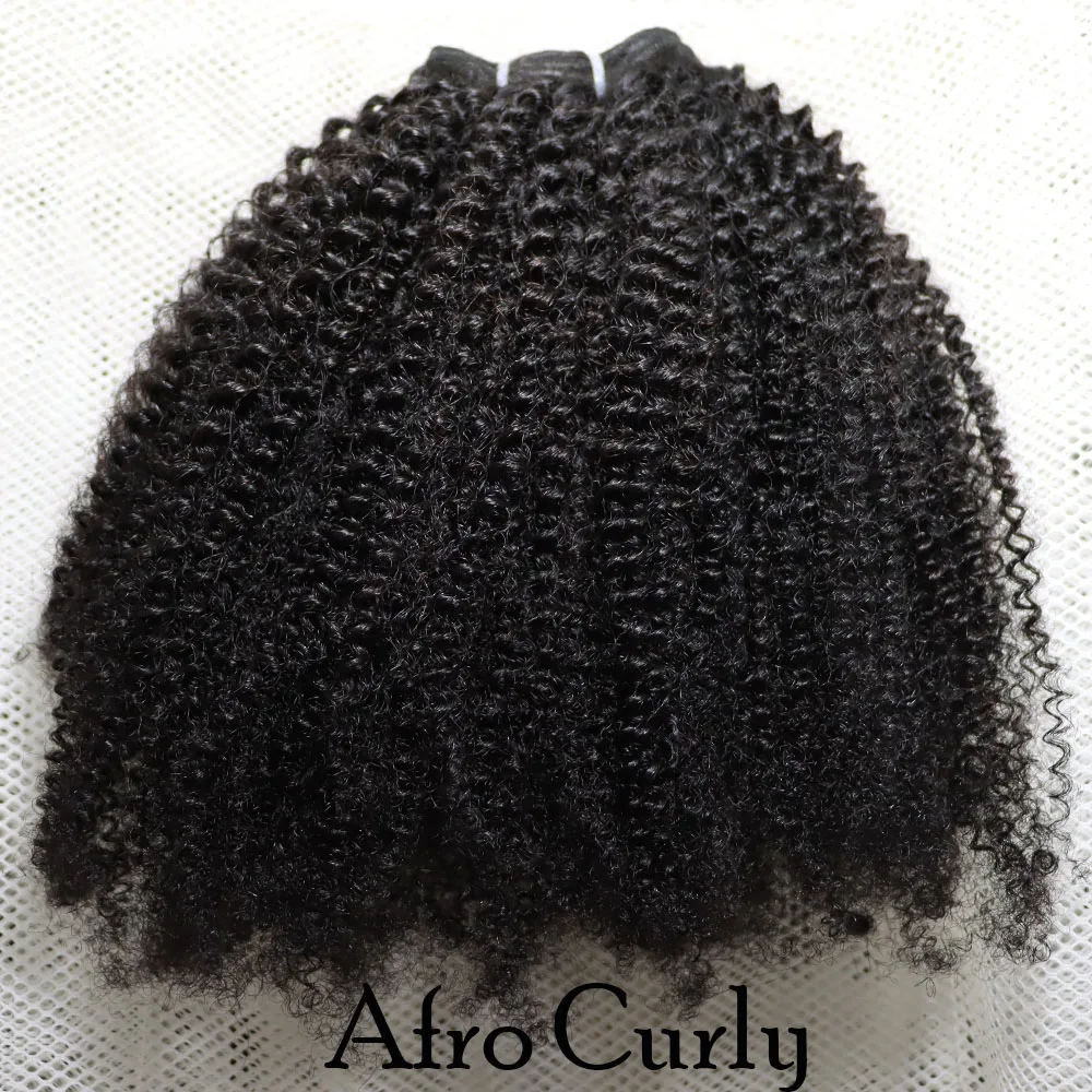 IXTUYLLY Human Hair Weft 4C Afro Kinky Curly Virgin Brazilian Human Hair Extensions Weave Bundles Weaving African Black Women