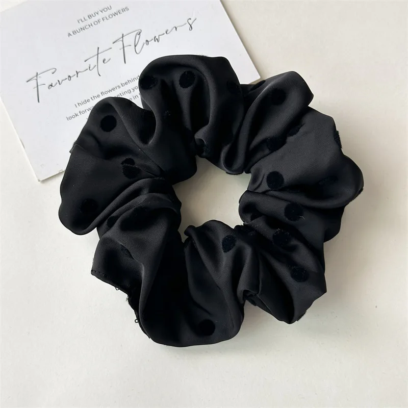 Korean Women Hair Simple Satin Scrunchies Wave Point Hair Band For Girls Ponytail Holder Rubber Bands Hair Ties Hair Accessories