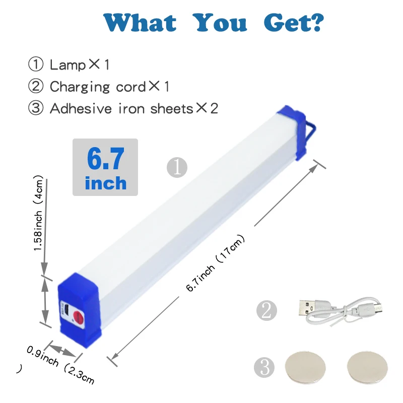 LED Rechargeable Lamp Tube USB 5V Emergency Light Camping Magnetic Portable Lightinging Night Market Outdoor Vehicle Hard Strip