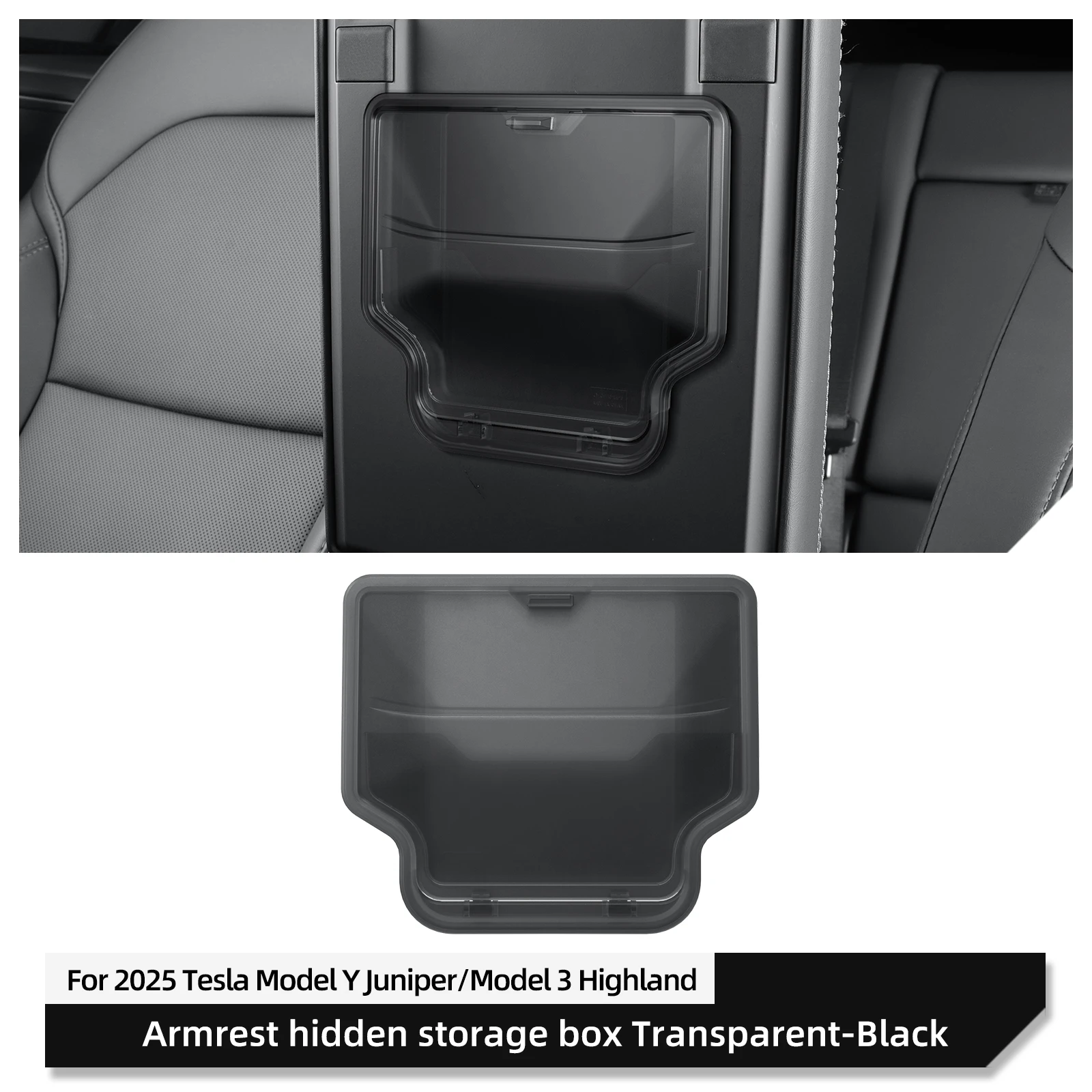 LUCKEASY for Tesla Model 3 Highland/Model Y Juniper 2025 2026 Car Armrest Box Hidden Storage Box Center Console Storage Case