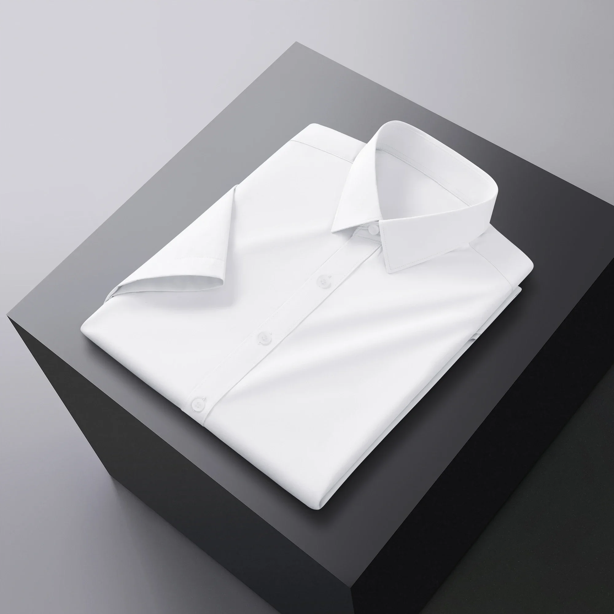 Men's Business Casual Solid Color Short Sleeve Shirt Summer Fashion No Ironing Comfortable Versatile Top for Men
