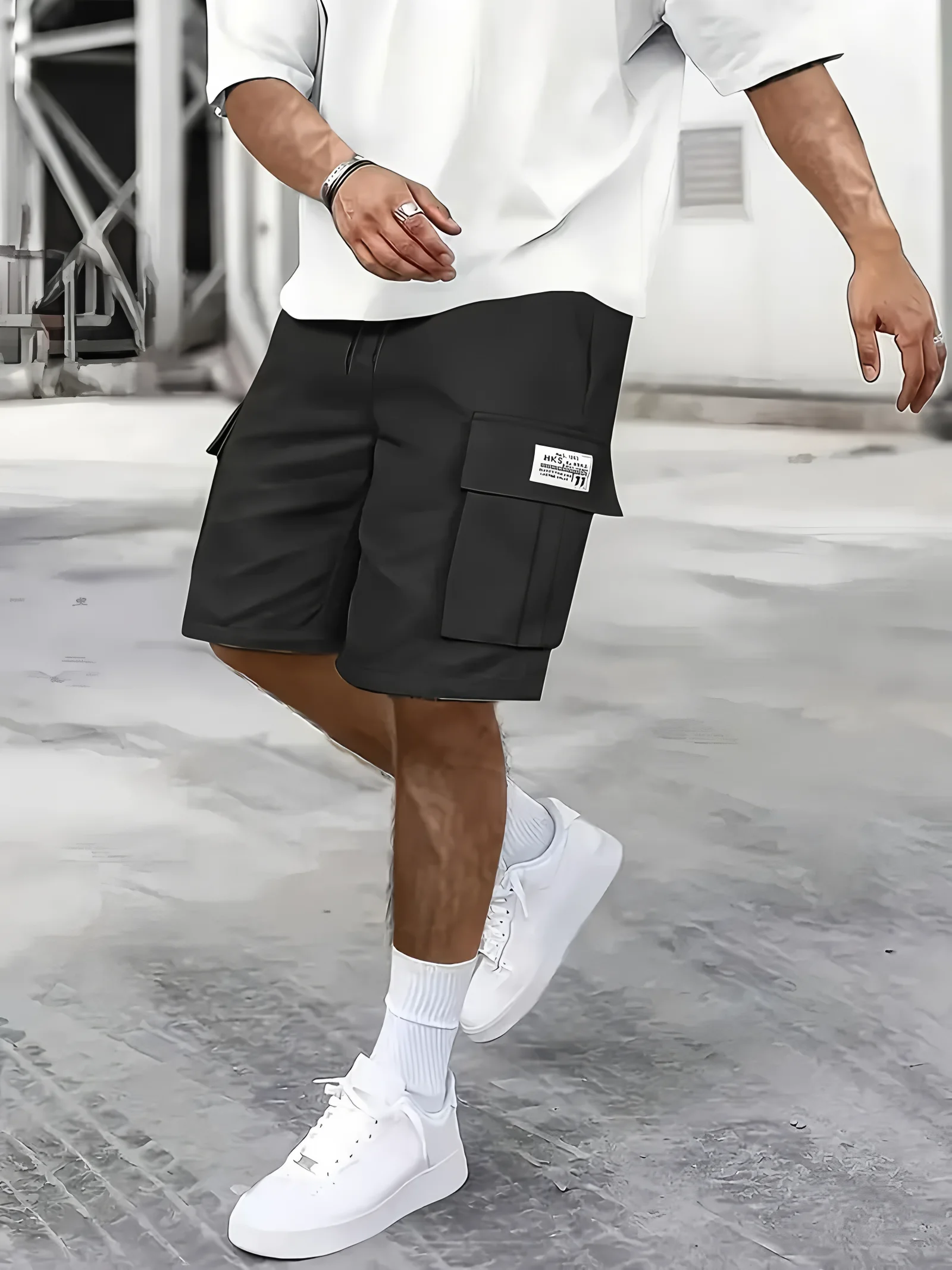 Men's work shorts; summer comfort; multi-pocket; outdoor leisure sport beach pants; elastic waistband