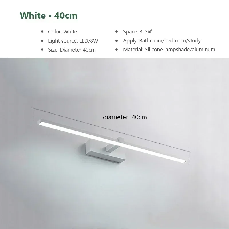 Modern LED Vanity Mirror Wall Light for Bathroom Makeup Mirror Headlamp Indoor Lighting Fixture Sconce Decor