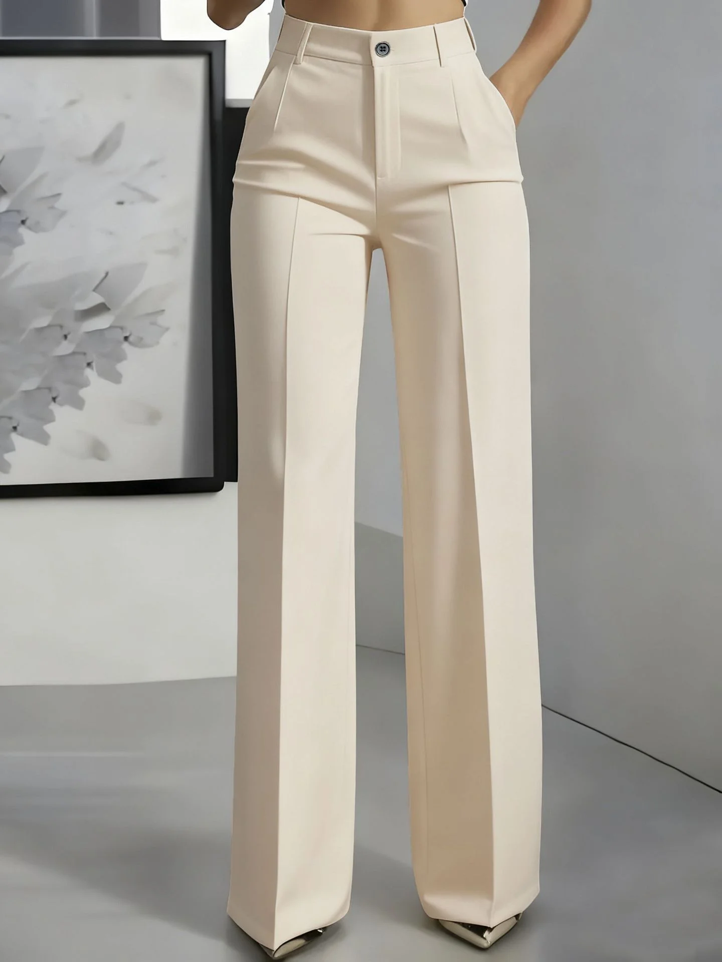 New 2026 Women's High-Waisted Draped Straight-Cut Suit Pants Simple European American Cross-Border Fashion for Women