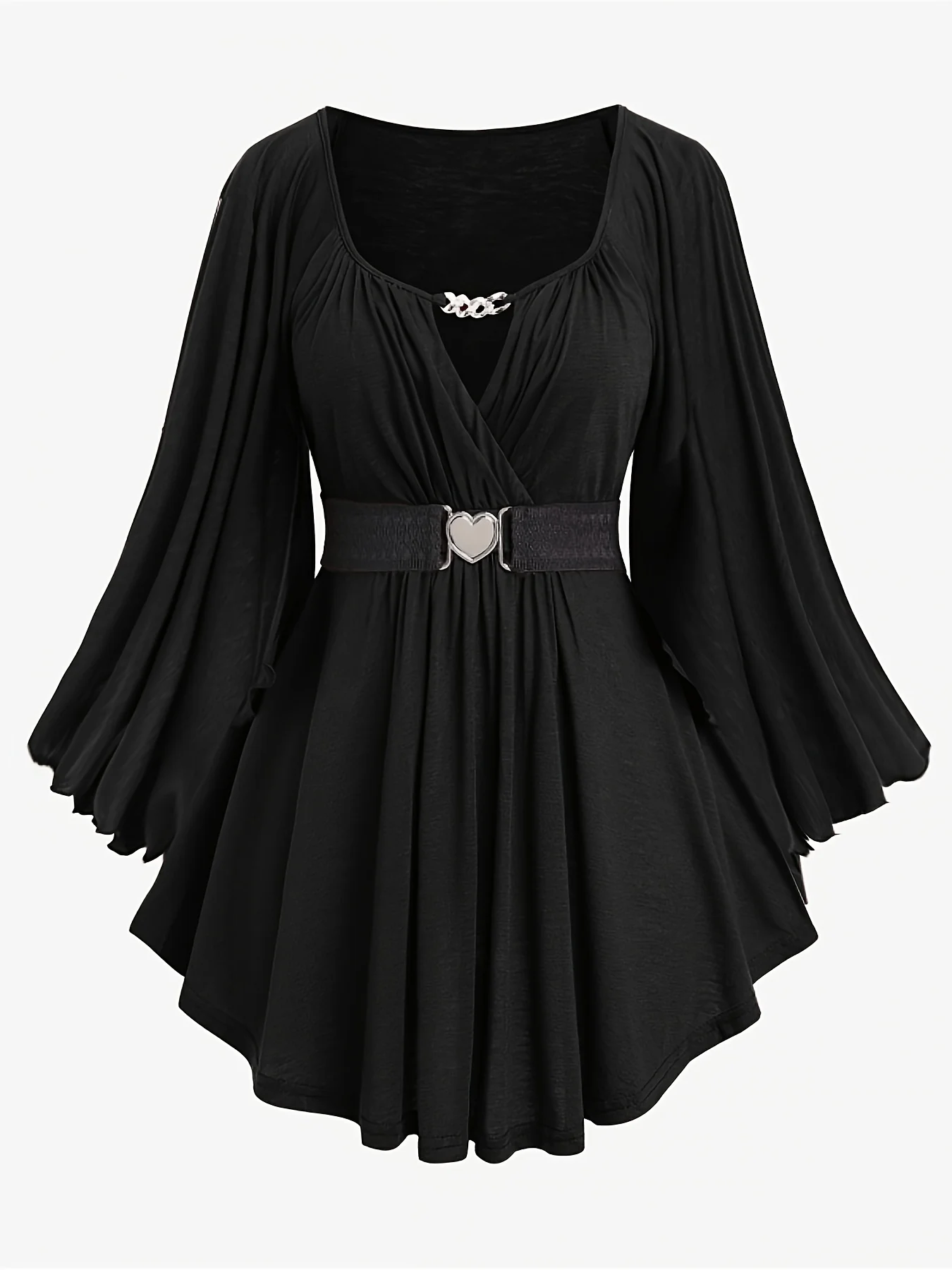 New Autumn and Winter European and American Fashion Women's Clothing, Oversized with an Irregular Hem, Solid Color, Heart-Shaped