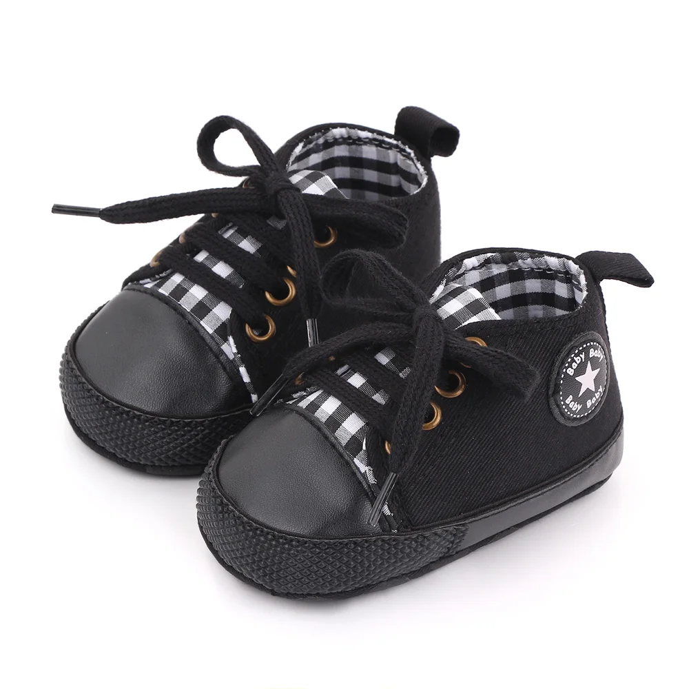 New Baby Shoes Boys Girls Classic Canvas Casual Sneakers Spring Newborn First Walker Toddler Soft Sole Non-Slip Walking Shoes
