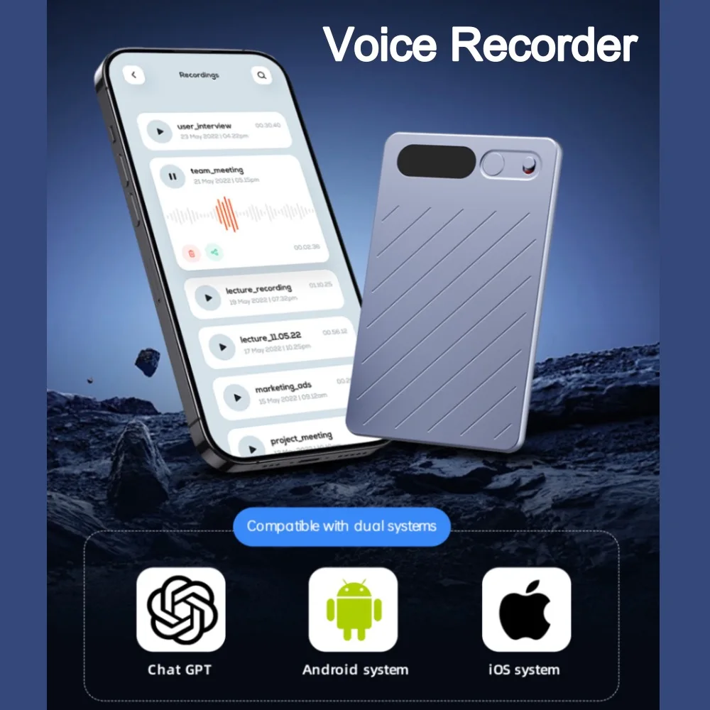 Note Voice Recorder Case Support 118 Language 64GB Memory Audio Recorder AI Voice Recorder for Lectures Meetings Calls