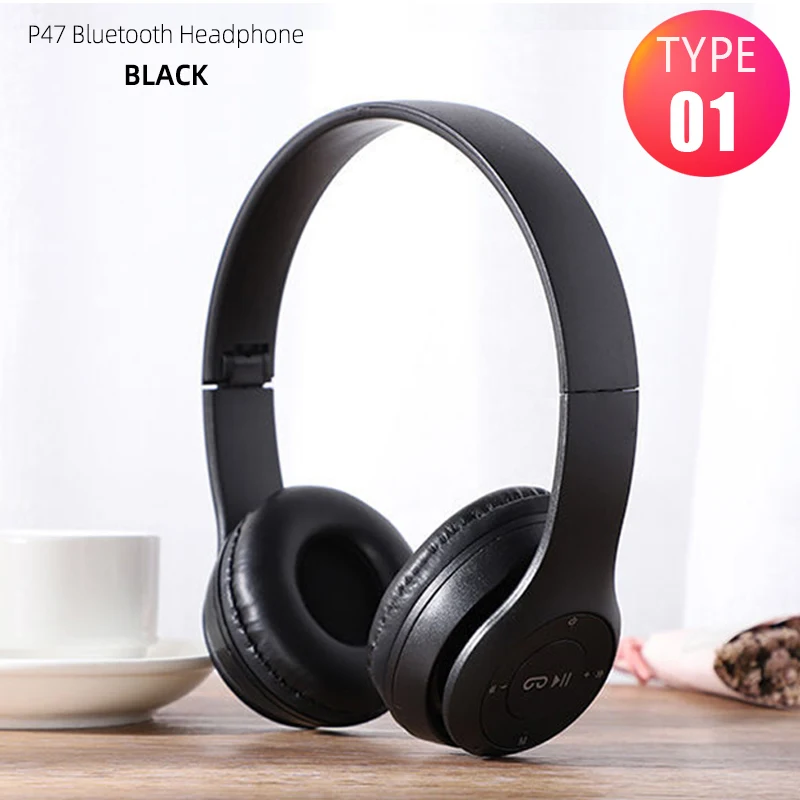 P47 Wireless Headphones Bluetooth 5.0 Earphones Foldable HIFI Stereo Bass for Music Gaming Kid Girl Earphone for iPhone XiaoMi