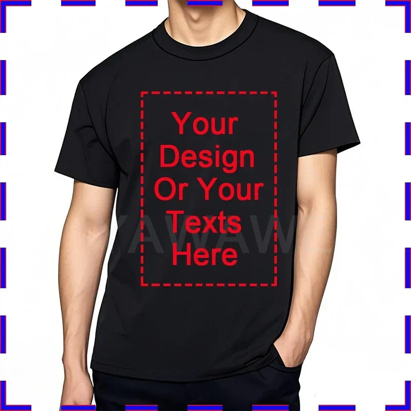 Personalized Men T-Shirt Your Design Here Black Cotton Summer Top Fashion Birthday Present Your Design Here High Quality Tees
