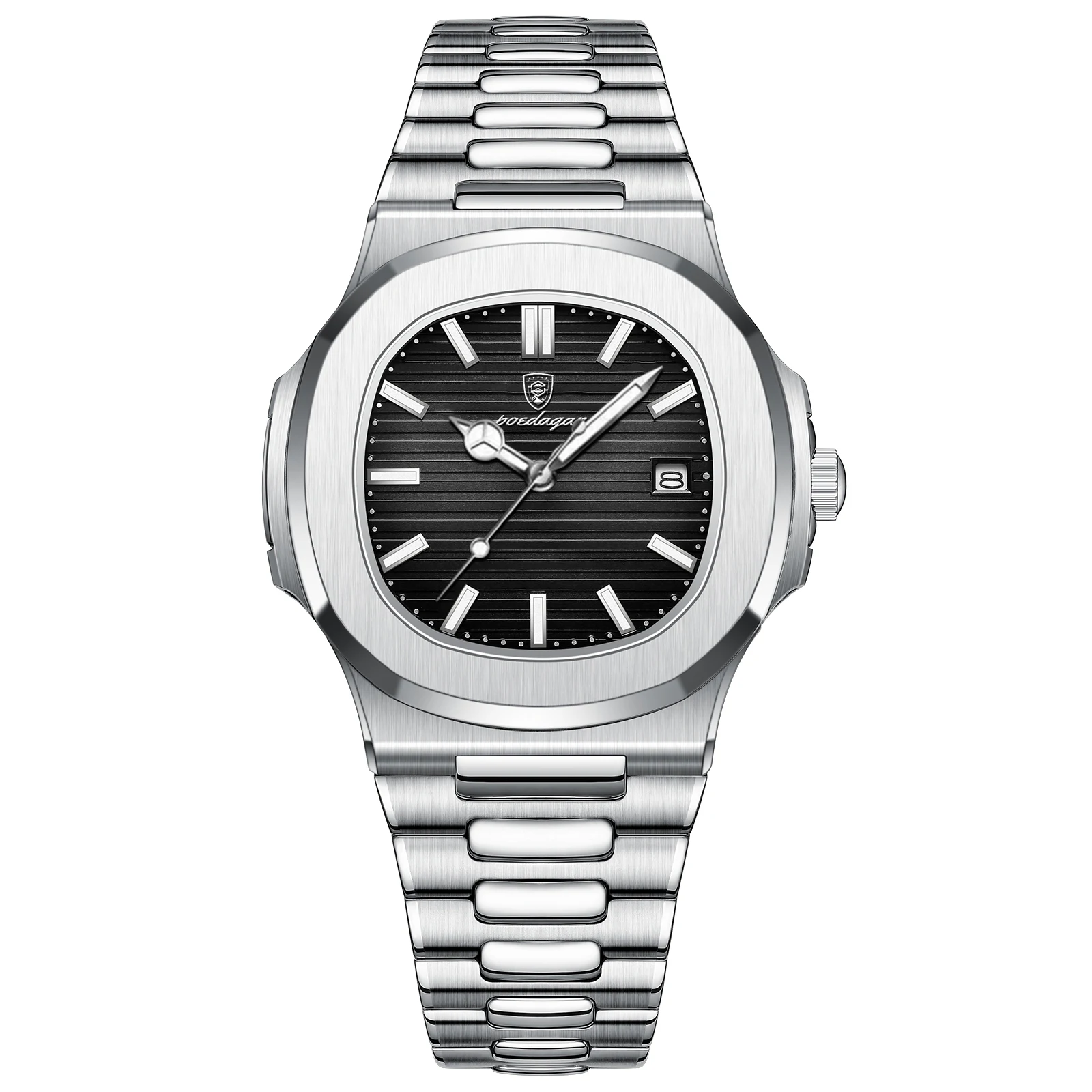 POEDAGAR Square Luxury Men Wristwatch Waterproof Luminous Date Stainless Steel Male Clock Business Sports Quartz Watches For Men