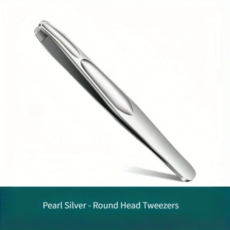 Premium Round Head Tweezers for Eyebrow & Facial Hair Removal Seamless Clips Short Hair Precision Beard Clip