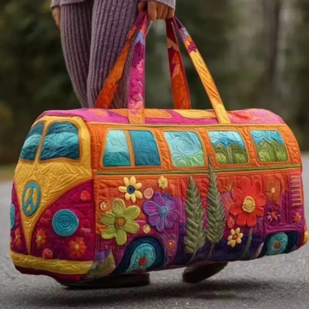 Quilted Duffle Bag Large Capacity 3D Quilting Craft Travel Duffel Bag Tote Bags Short-distance Handbag