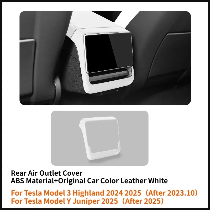 Rear Air Vent Cover for Tesla Model 3 Highland Model Y Juniper Center Console Leather Armrest Box Anti-Scratch Car Accessories