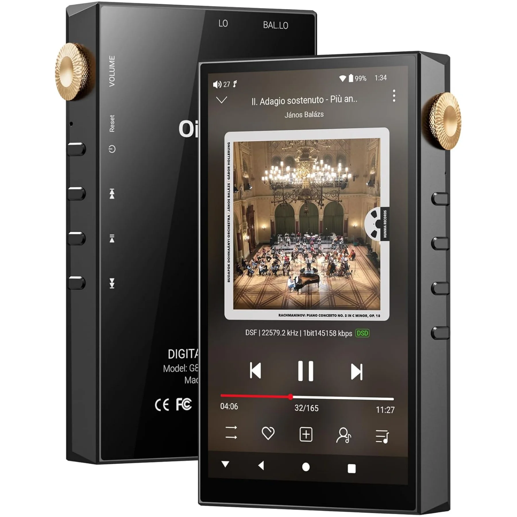 Reproductor De Audio De Alta Fidelidad Hi-Res De 32 GB/160 GB, Bluetooth Y WiFi, Balanceado De 4,4 mm, DAC ESS Dual, DSD512 Dig
