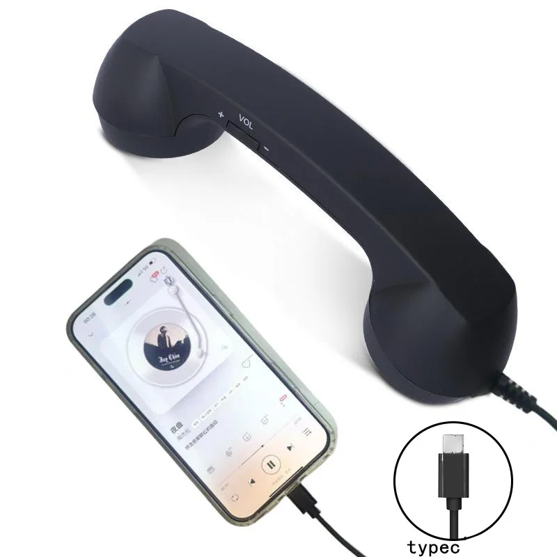 Retro Microphone Phone Handset Type-C Wired Headphones for Android Plug&Play Wired Headset for Voice Chat Live Streaming Sound
