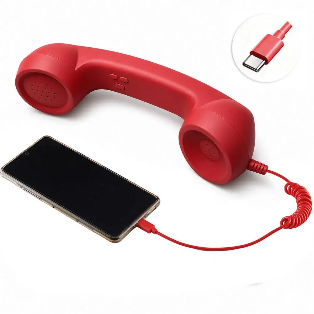 Retro Telephone Receiver Type-C 3.5mm Microphone Handset Directly Plug Into Mobile Phone Handset For Mobile Phones