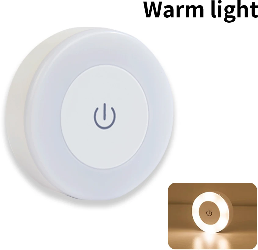 Round Led Wall Lamp Rechargeable Night Light with Touch Switch Dimmable Magnetic Book Light for Reading Bedroom Cabinet Closet