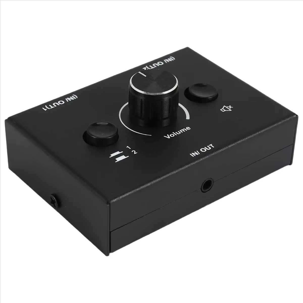SCLS 3.5mm Audio Switcher 2 Input 1 Output/1 Input 2 Output Audio Splitter Switcher Audio Switcher Box One-Key Mute Button