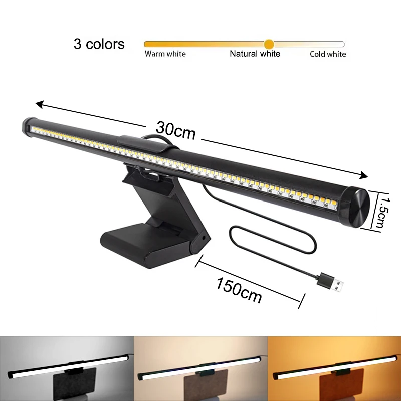 Screen Hanging Light 30CM CCT Touch Dimmable Monitor Notebook Computer LED Monitor Light for Computer Study LED Table Lamp