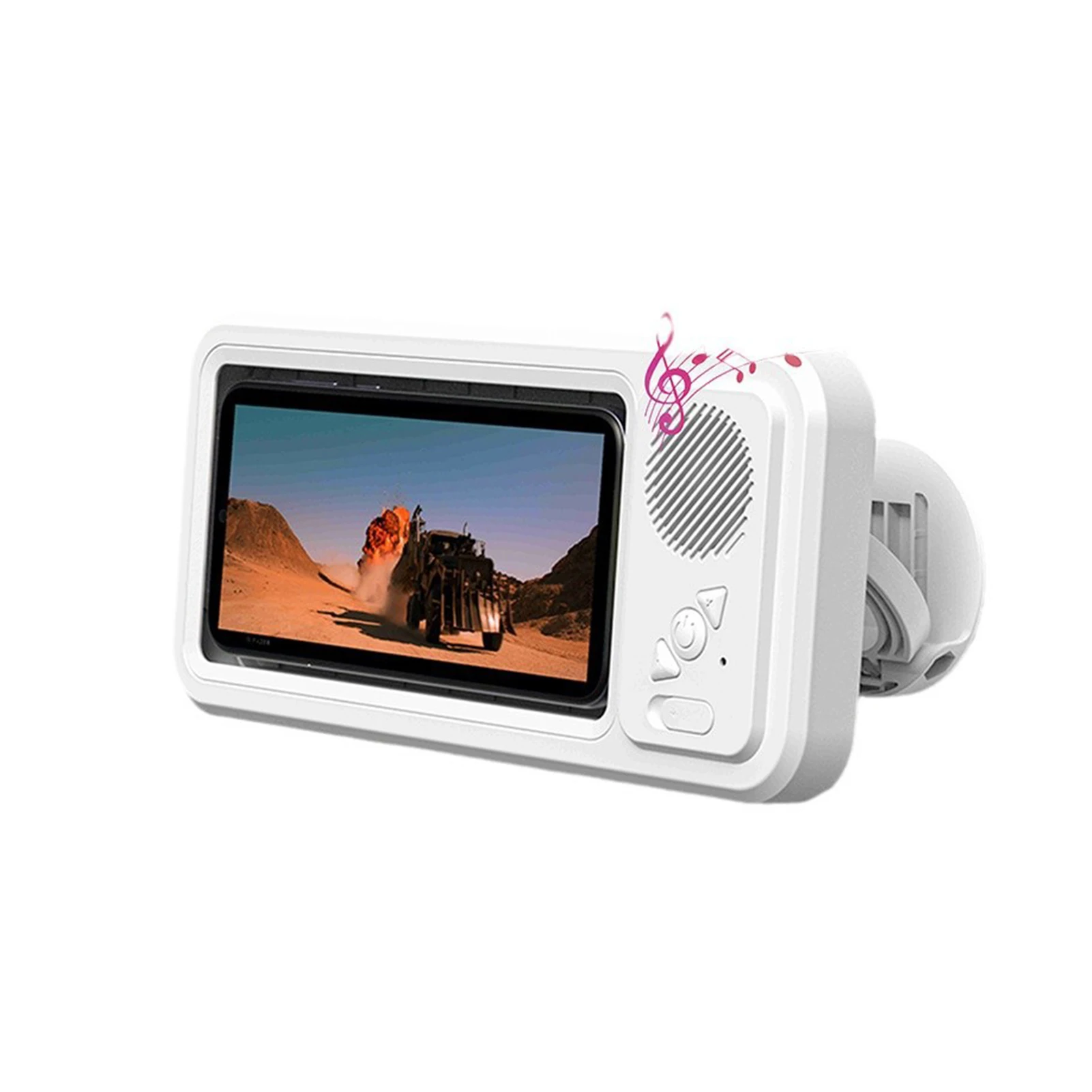 Shower Phone Holder with Bluetooth Speaker IPX4 Waterproof Anti-Fog Touch Screen Wall Mount Phone Holder for Shower Bathroom  ﻿