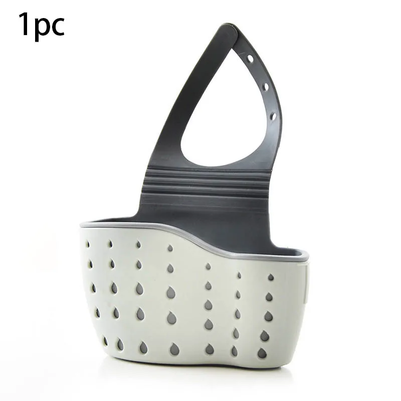 Sink Draining Hanging Basket Adjustable Kitchen Accessories Rubber Sink Bag Soap Sponge Shelf Faucet Holder for Bathroom 1PC