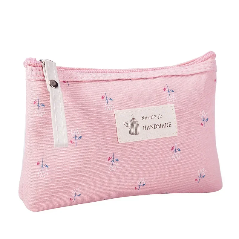 Soft Canvas Dot Print Women Cute Cosmetic Bag Toiletries Organizer Portable Make Up Bags Case Travel Storage Bag