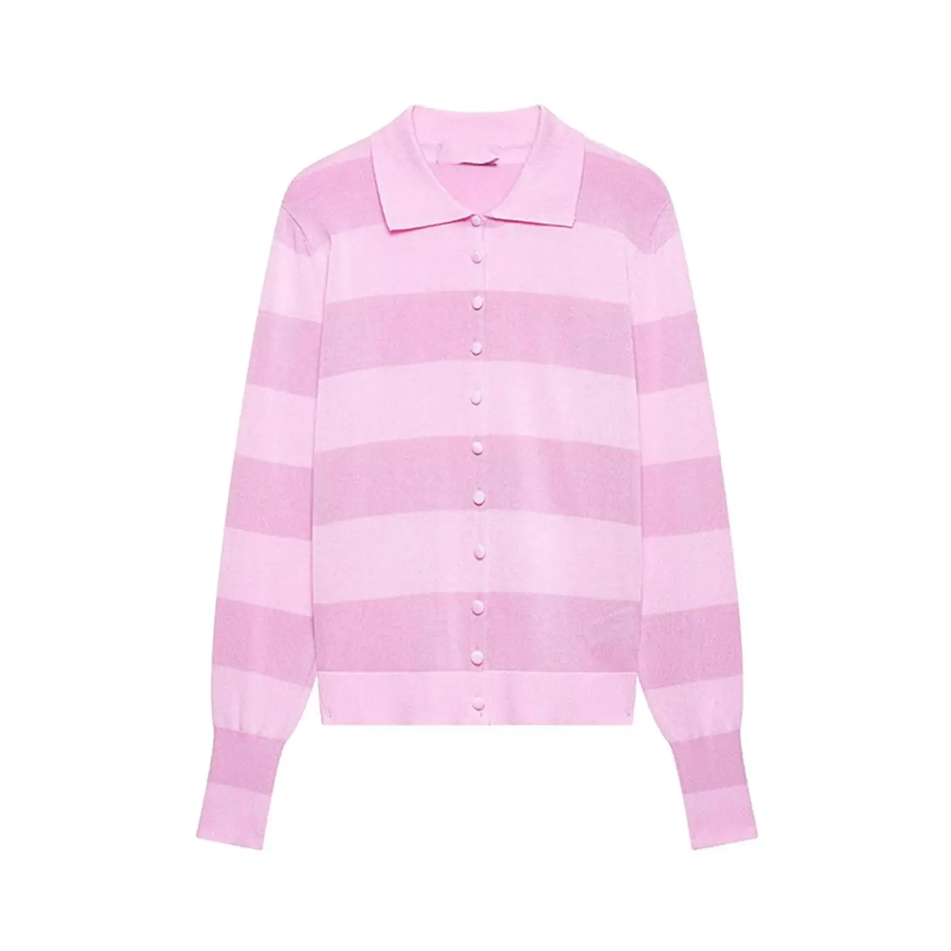 TFMLN 2026 Women Fashion Striped Knitted Cardigan Single Breasted Long Sleeve Polo Collar Sweater Trend Casual Knitted Coat