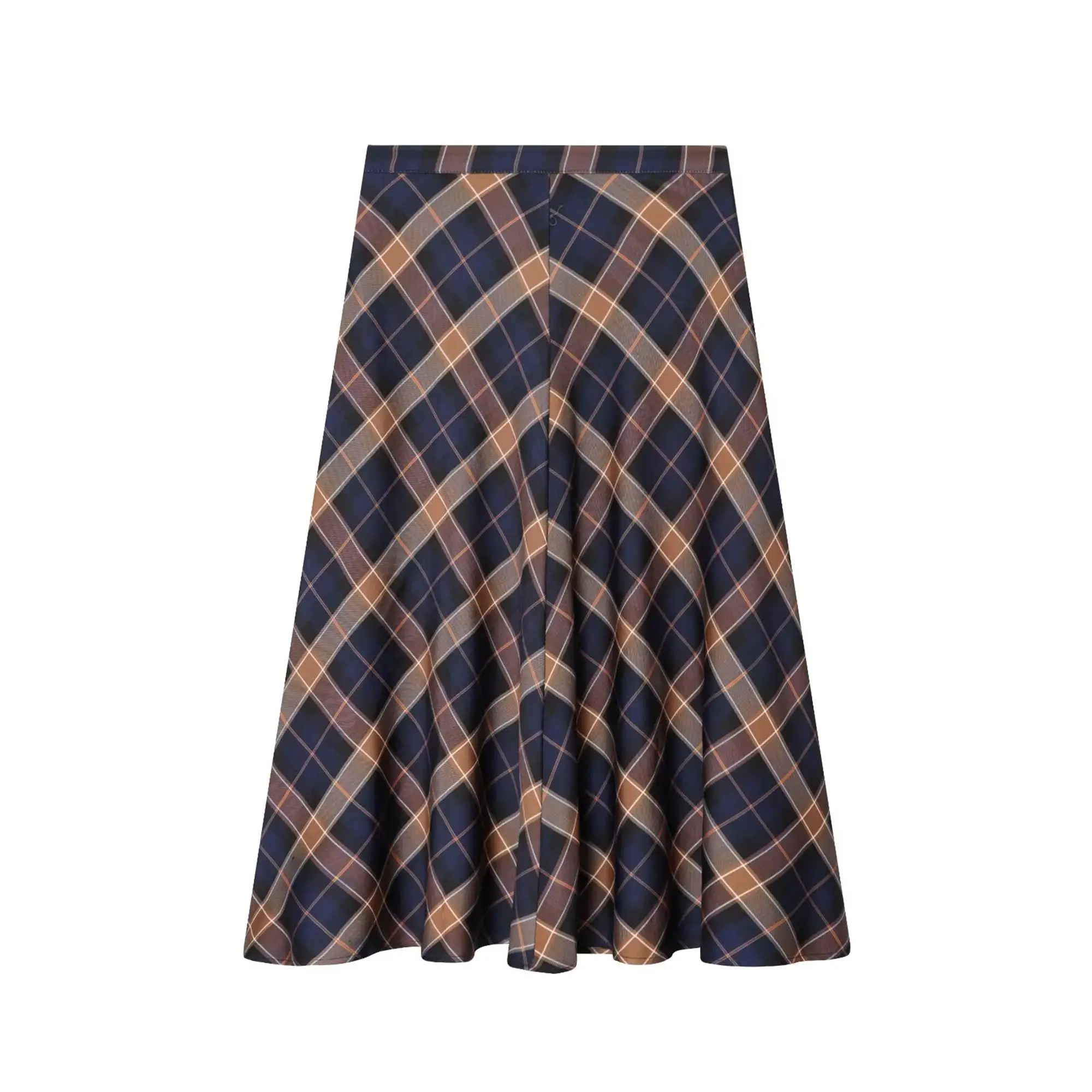 TFMLN Winter New Fashion Women Plaid Printed Midi Skirt Retro High Waist Chic A Line Long Skirt With Pockets Casual Streetwear