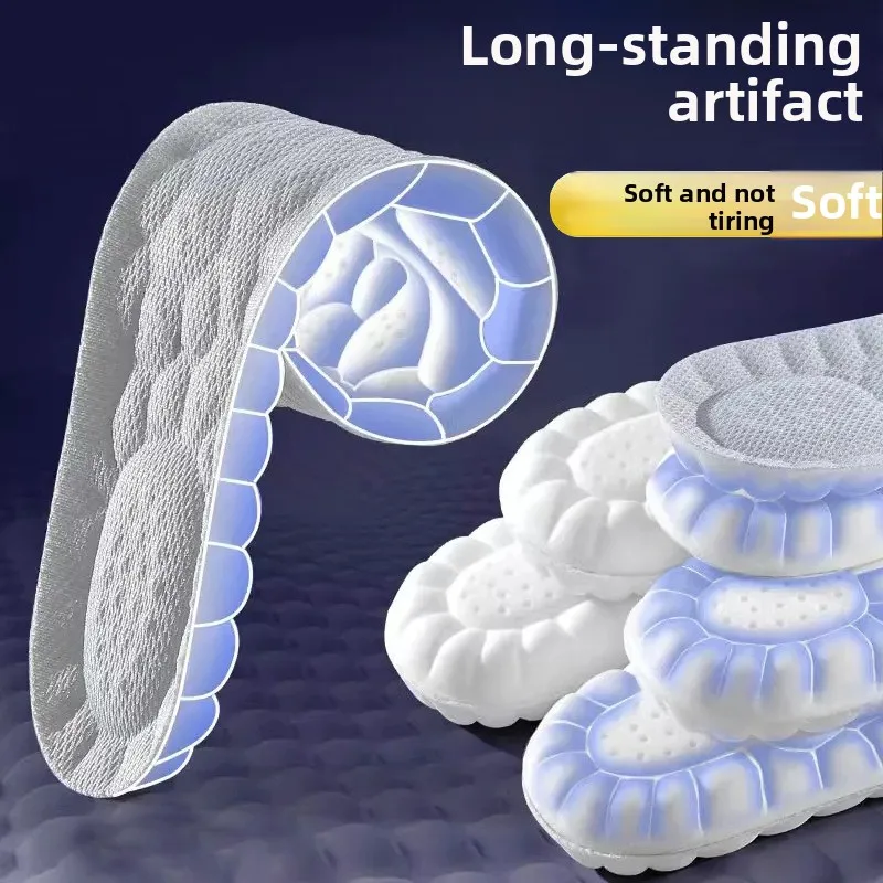 Thick Sports Insoles Both Men and Women Fully Padded with Anti Odor Sweat Absorbing Breathable High Elasticity for Long Standing