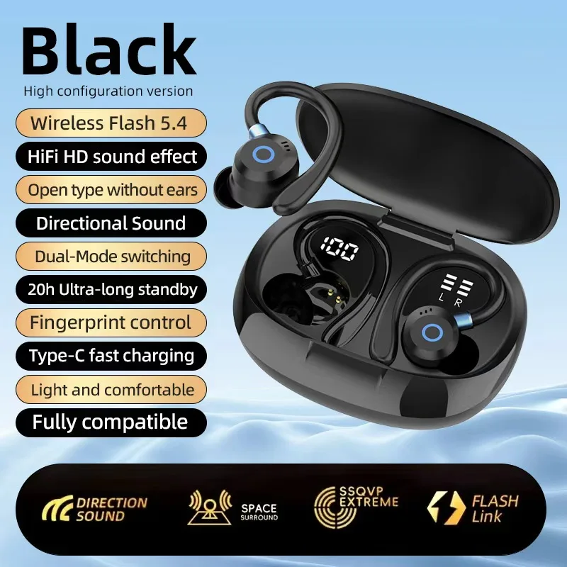 TWS Bluetooth Headphones, Dual Microphones, ENC Noise Cancellation, Touch Volume Control, Ultra-Long Battery Life