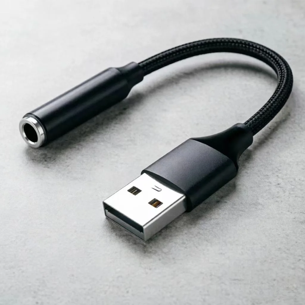 USB to 3.5mm Audio Adapter, Noise Canceling External Sound Card, Plug Play No Static for Windows Mac Linux PC Laptop Headphone