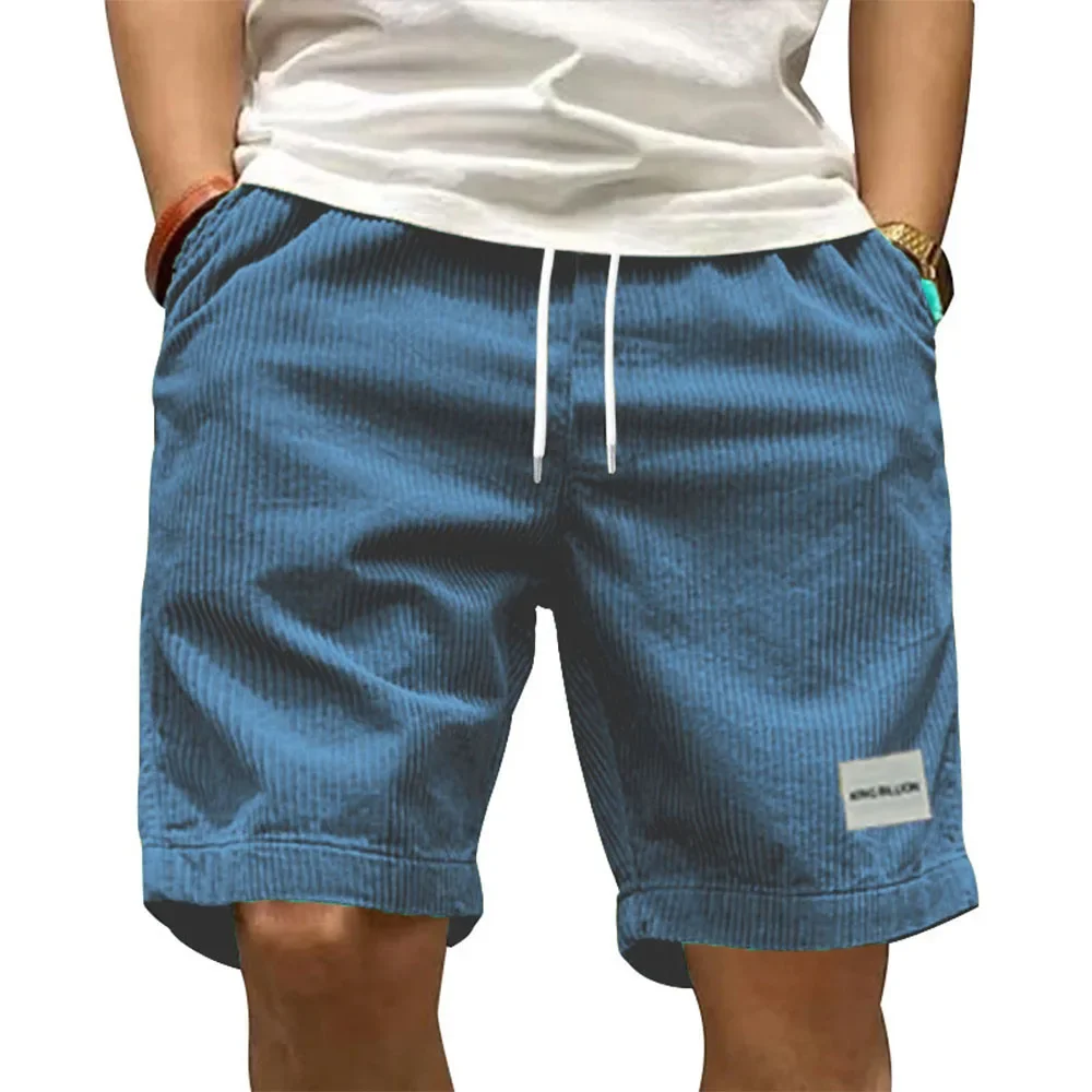 Vintage Cargo Shorts Men's Summer Trendy Retro Corduroy Short Pants Men's Casual Solid Color Shorts Sports Breathable Sweatpants