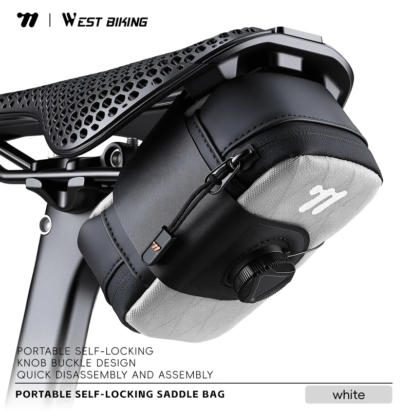 WEST BIKING Bicycle Saddle Bag 0.2L Knob Self Locking Tail Bag Portable Cycling Tool Bag Waterproof Bike Bag Bike Accessories